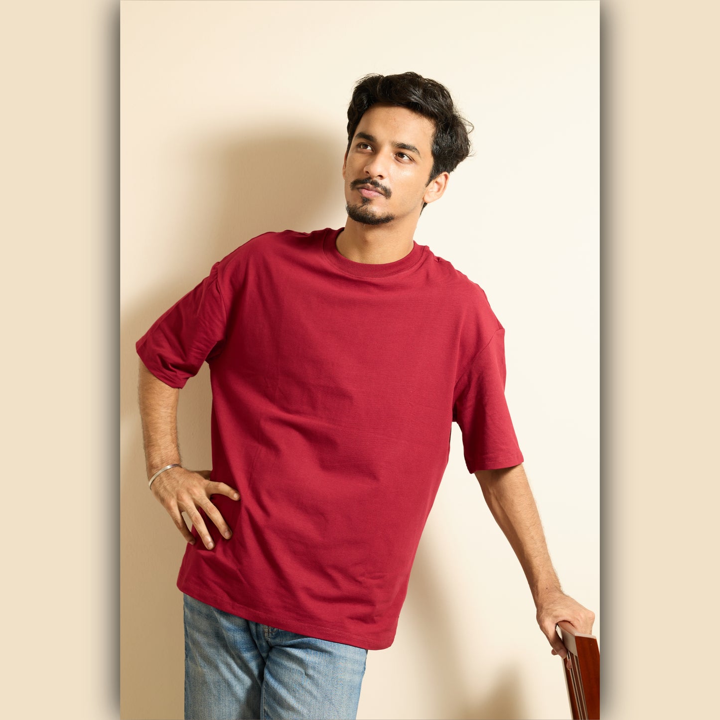 Maroon Drop Shoulder T-Shirt