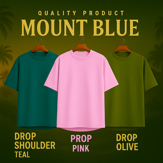Teal, Pink & Olive Drop Shoulder T-Shirts