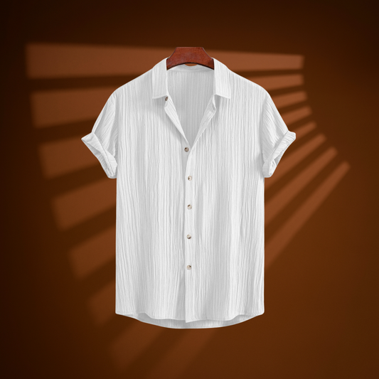 White Aura – Soft Crinkle Cotton Shirt | H-802