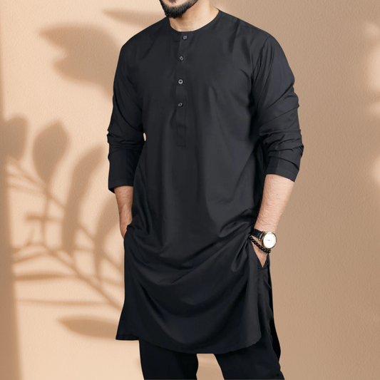 Black Classic Panjabi & Pajama Full Set | P-001