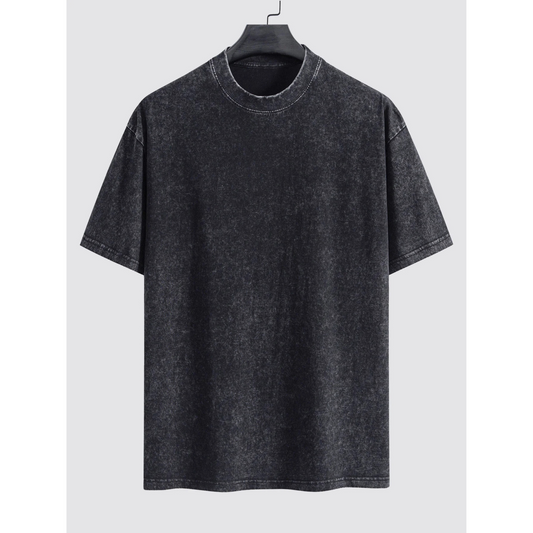 Basic Washed Distressed Drop Shoulder Oversize T-Shirt