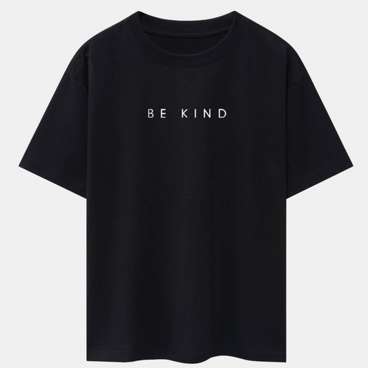 Be Kind Slogan Print Black Drop Shoulder Oversize T-Shirt