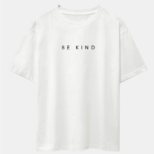 Be Kind Slogan Print White Drop Shoulder Oversize T-Shirt